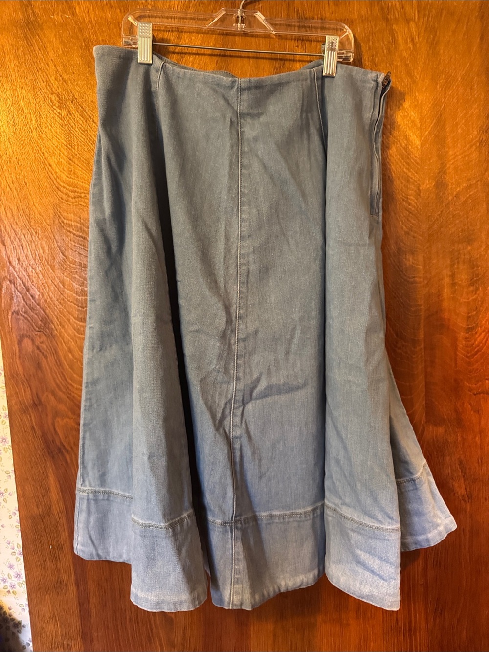 White House Black Market Light Blue Denim Circle Skirt
